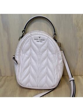 kate spade pale pink backpack with black trim saffiano leather Kate Spade New York Perry Large Backpack | Brixton Baker main image 3